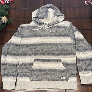 Quiksilver Black and White Striped Men's Hoodie M